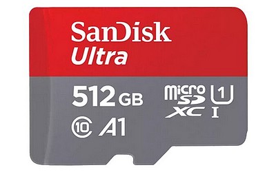 SanDisk MicroSD 512 GB + SD Adapter 140MB/s