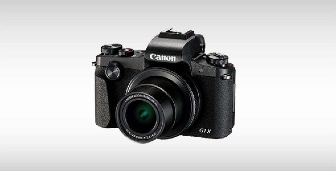 Canon-Spiegelreflexkamera auf hellem Hintergrund, Modell G1 X.