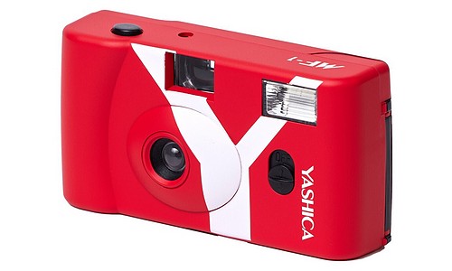 Yashica MF-1 rot, analoge KB-Kamera reusable inkl. Film (Color 400-24)+Batt.
