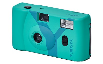 Yashica MF-1 türkis, analoge KB-Kamera reusable inkl. Film (Color 400-24)+Batt.