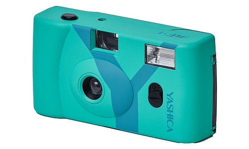 Yashica MF-1 türkis, analoge KB-Kamera reusable inkl. Film (Color 400-24)+Batt.