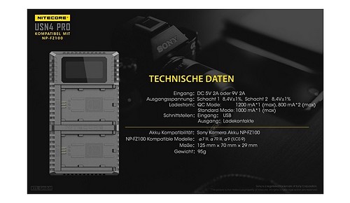 Nitecore Dual-Ladegerät f. Sony USN4-PRO - 9