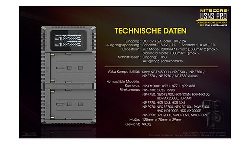 Nitecore NC-USN3 Pro Dual-Ladegerät NP-FM500H - 4